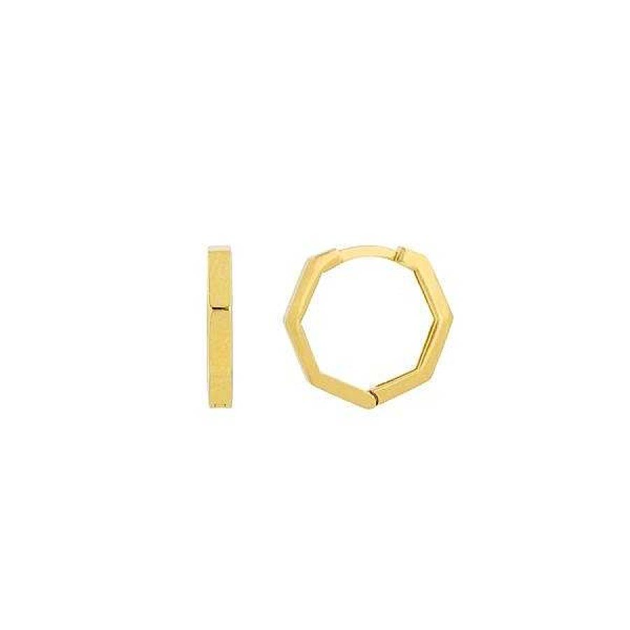 Earrings Bailey's Fine Jewelry | Hexagon Huggie Hoop Earrings In 14K Yellow Gold