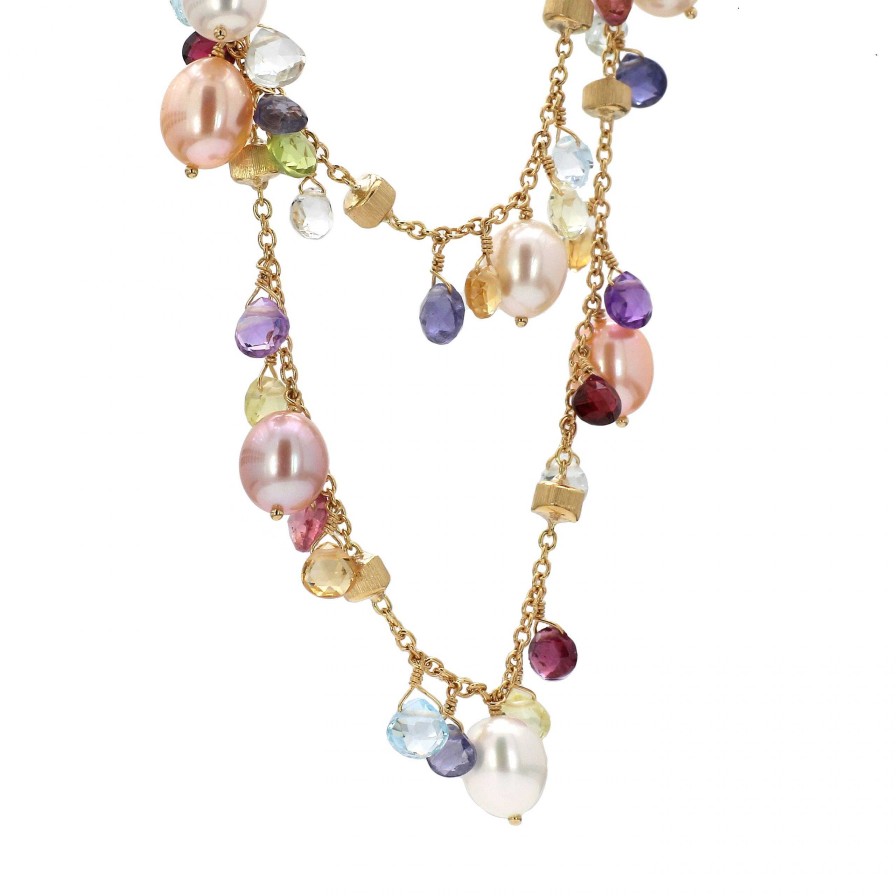 Necklaces & Pendants Marco Bicego | Marco Bicego Pearl Paradise With Mixed Gemstones Strand Necklace