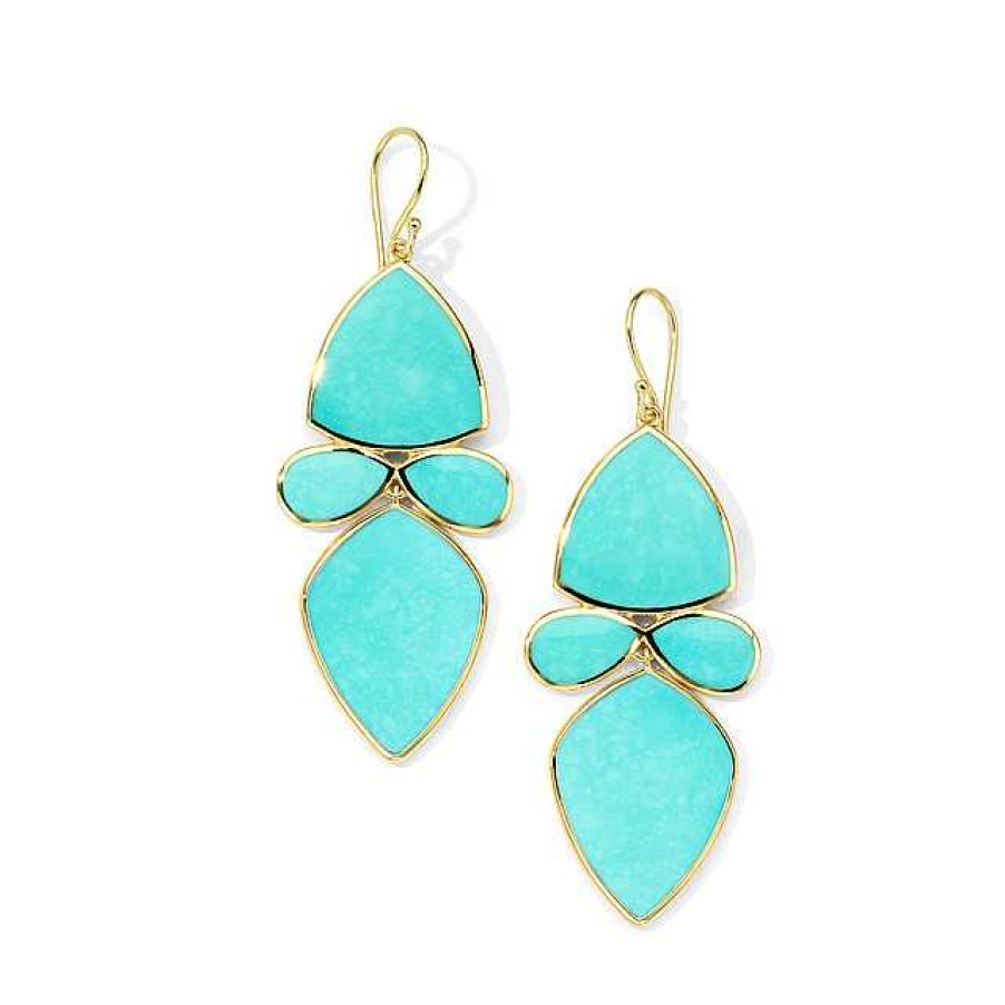 Earrings Ippolita | Ippolita 18Kt Gold Polished Rock Candy Medium Mixed-Shape Drop Earrings In Turquoise