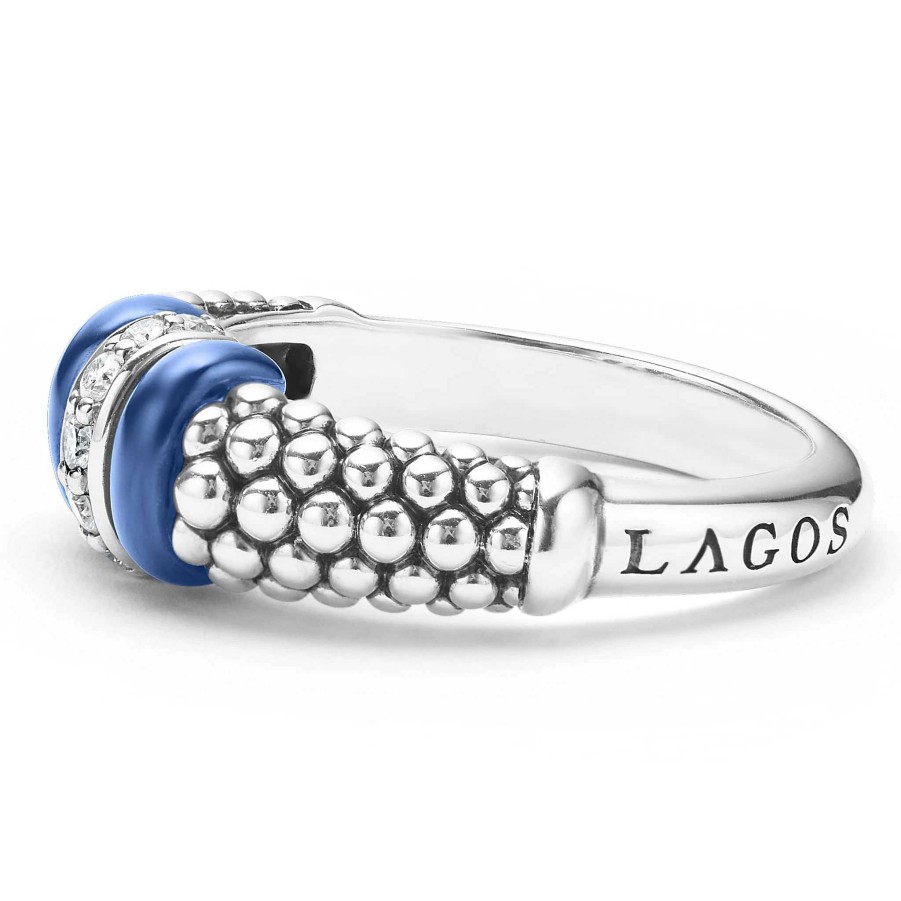 Fashion Rings Lagos | Lagos Blue Caviar Ceramic And Caviar Diamond Ring