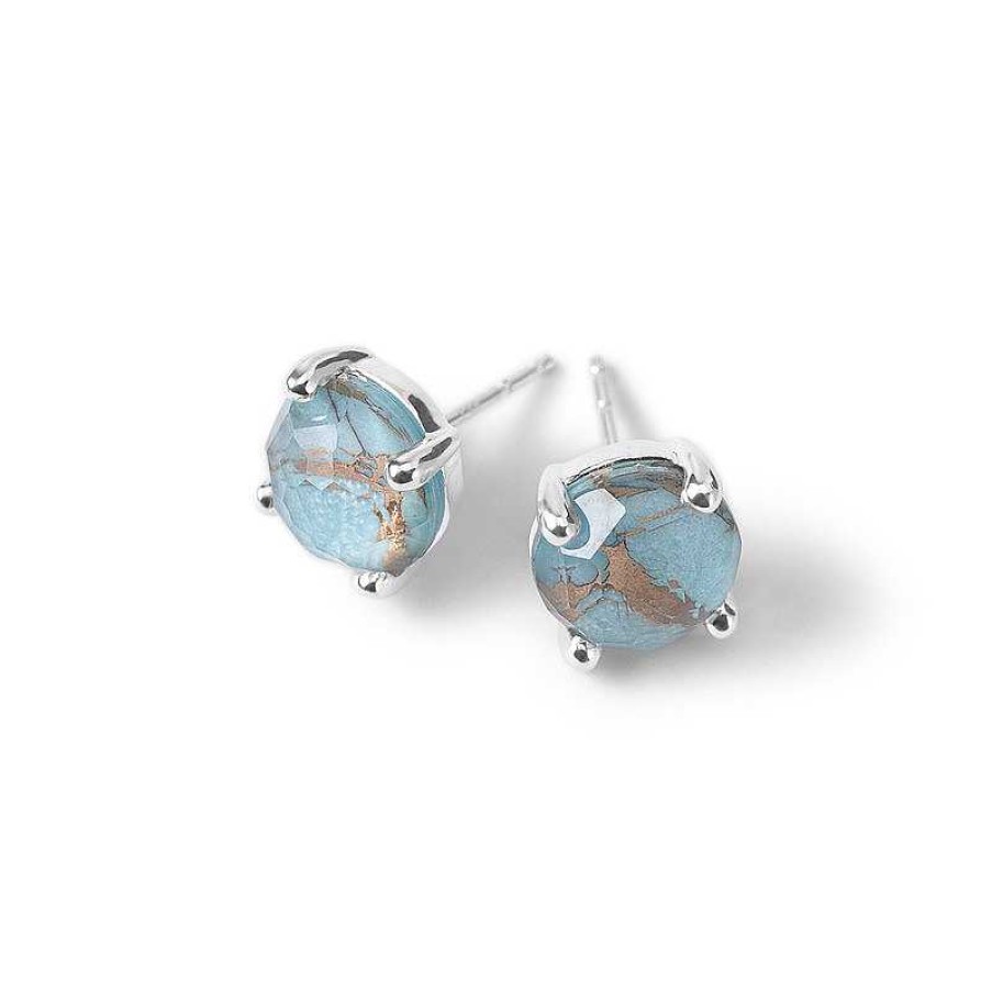 Earrings Ippolita | Ippolita Wonderland Sterling Silver Mini Stud In Bronze Turquoise