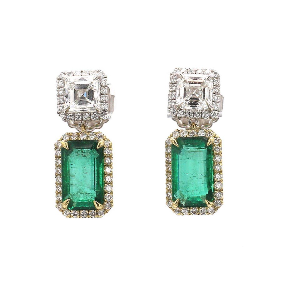 Earrings Bailey's Fine Jewelry | Diamond And Emerald Drop Earrings