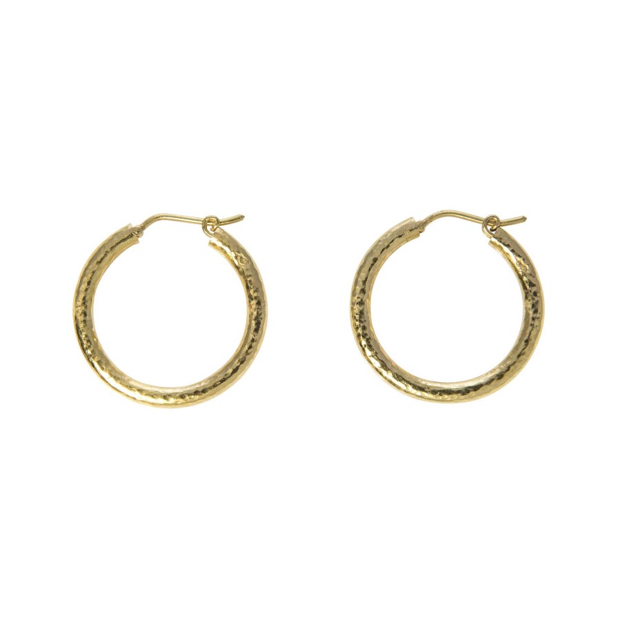 Earrings Elizabeth Locke | Elizabeth Locke 19Kt Yellow Gold Giant Hammered Hoop Earrings