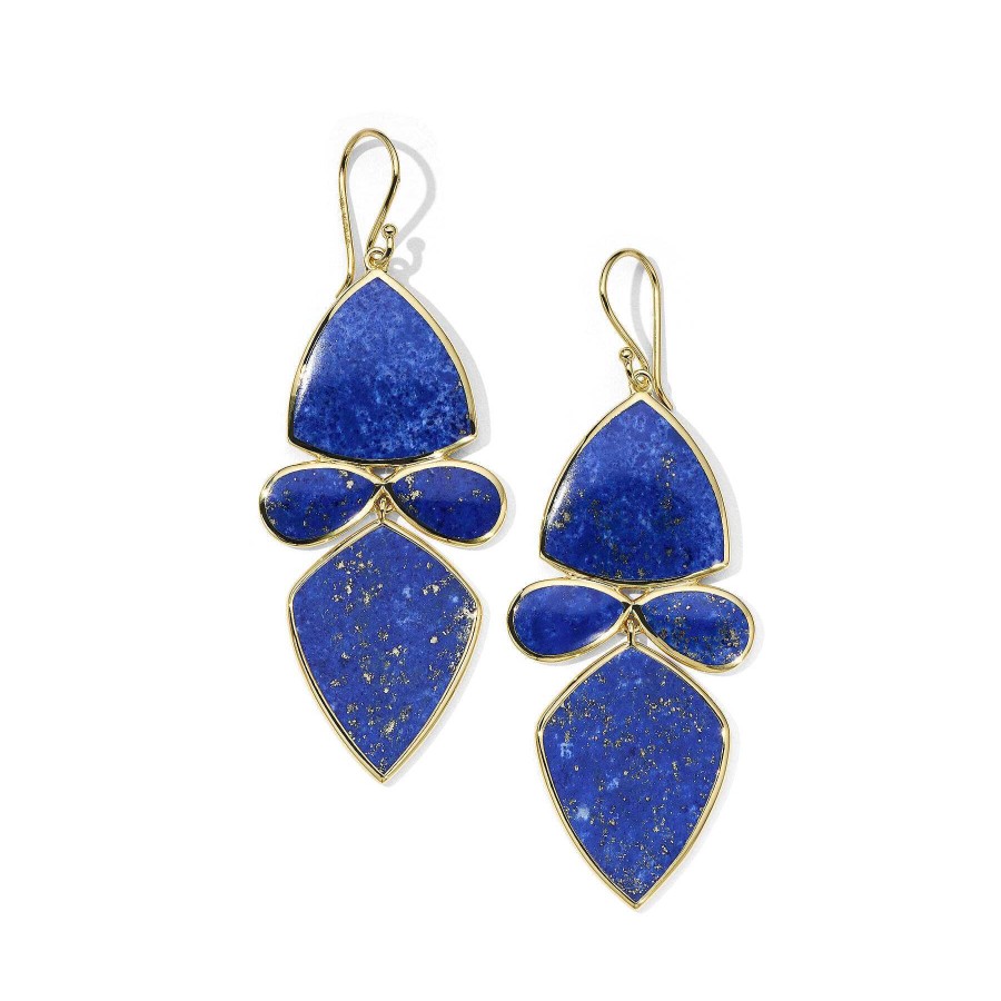 Earrings Ippolita | Ippolita Polished Rock Candy Lapis Medium Mixed-Shape Earrings In 18K Gold