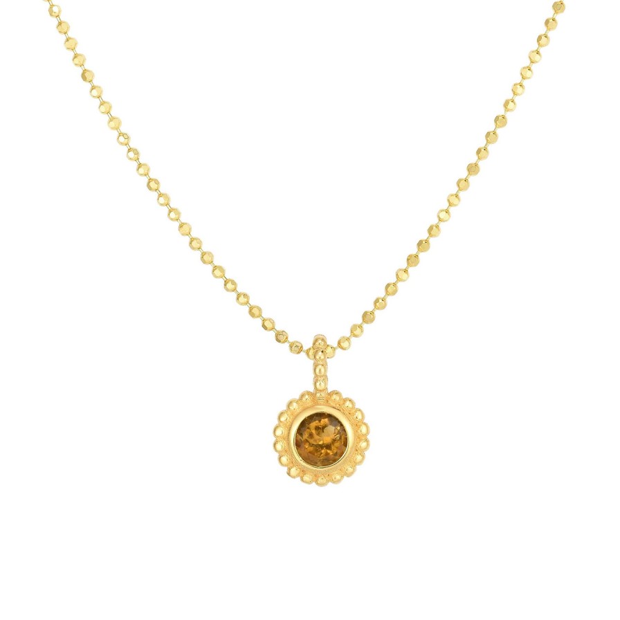 Necklaces & Pendants Bailey's Fine Jewelry | Citrine Floral Pendant Necklace In 14K Yellow Gold