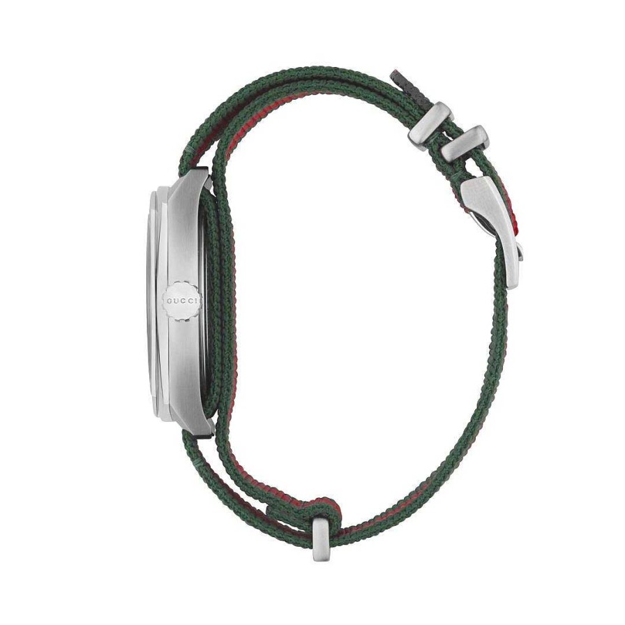 Watches Gucci | Gucci Dive Black 45Mm Green And Red Web Nylon Watch