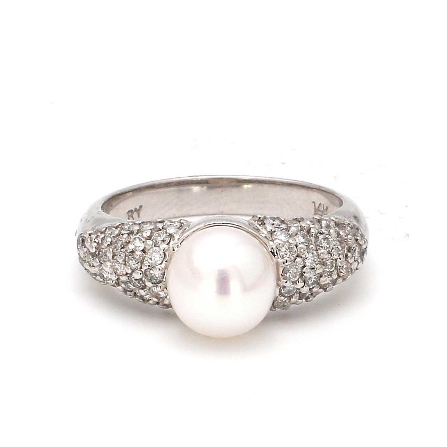 Fashion Rings Bailey's Fine Jewelry | Pearl And Pave Diamond Ring