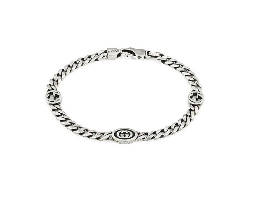 Bracelets & Bangles Gucci | Gucci Interlocking G Silver Station Chain Bracelet