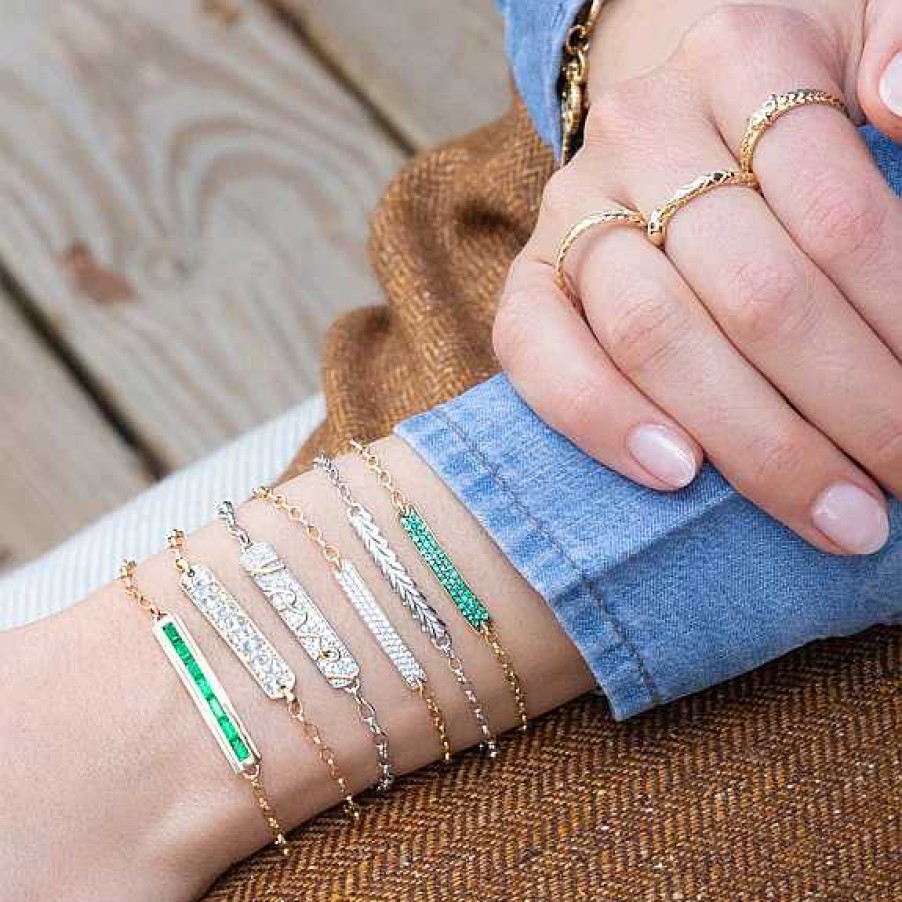 Bracelets & Bangles Monica Rich | Monica Rich Kosann Baguette Emerald "Carpe Diem" Petite Posey Bracelet