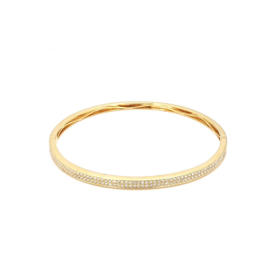 Bracelets & Bangles Bailey's Fine Jewelry | Two Row Pave Diamond Hinge Bangle