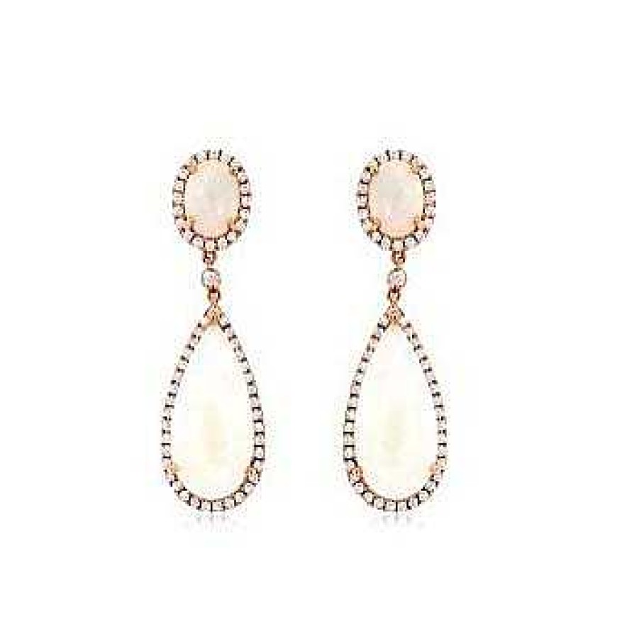 Earrings Bailey's Fine Jewelry | Opal Drop Earrings With Diamond Accents