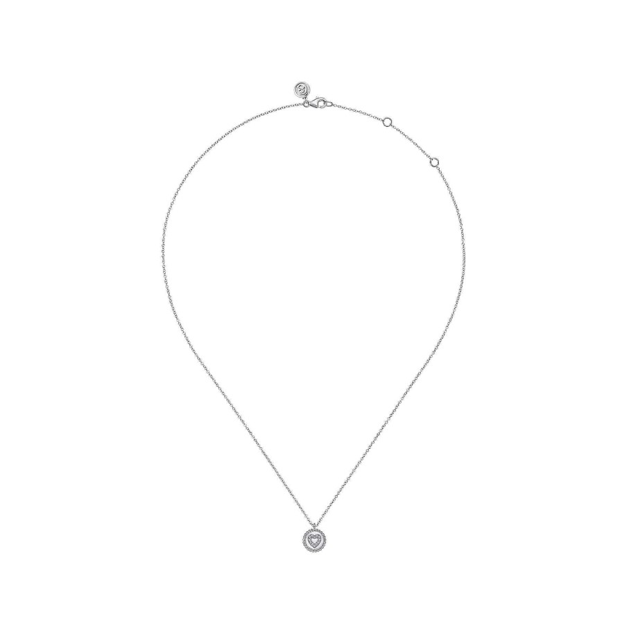 Necklaces & Pendants Gabriel & Co | Gabriel 925 Sterling Silver Bujukan Diamond Heart Pendant Necklace