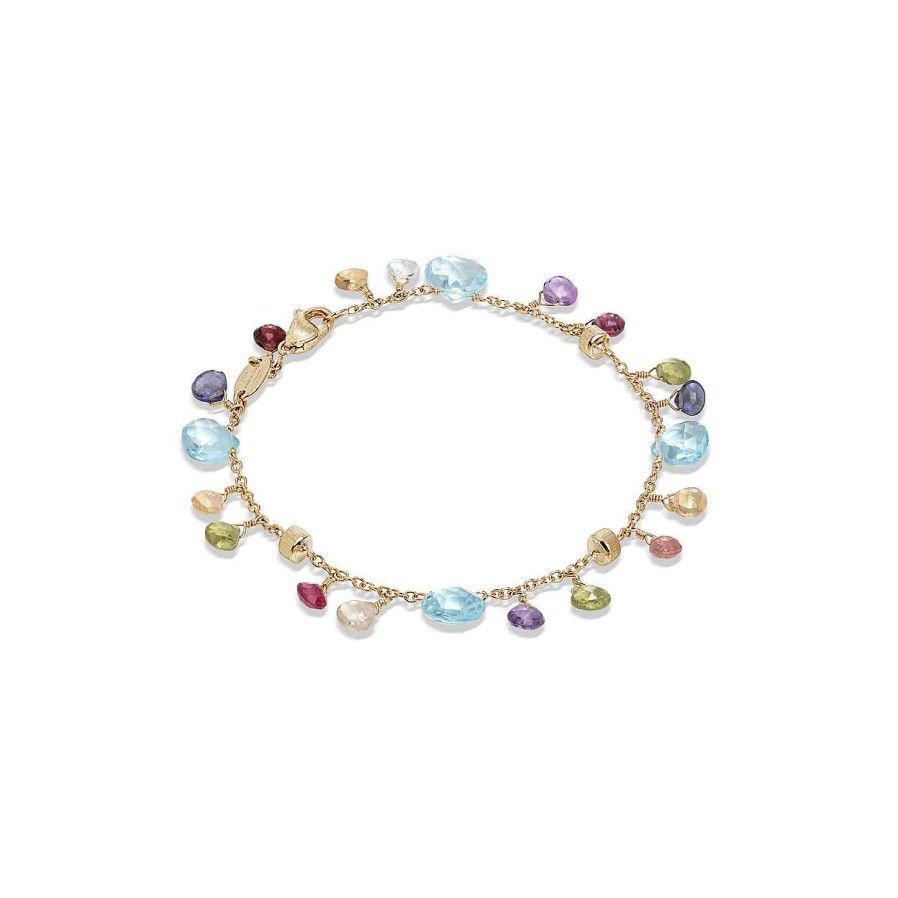 Bracelets & Bangles Marco Bicego | Marco Bicego Paradise Collection Yellow Gold Blue Topaz And Mixed Gemstone Single Strand Bracelet