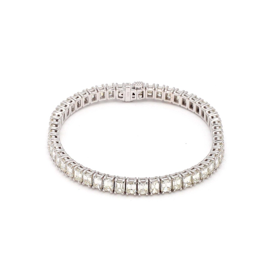 Bracelets & Bangles Bailey's Fine Jewelry | Emerald Cut Diamond Tennis Bracelet In 18K White Gold