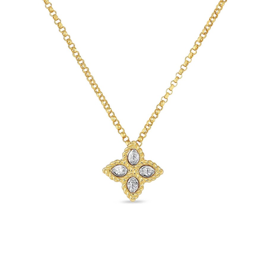 Necklaces & Pendants Roberto Coin | Roberto Coin Small Pendant Necklace With Diamonds In 18K Yellow Gold