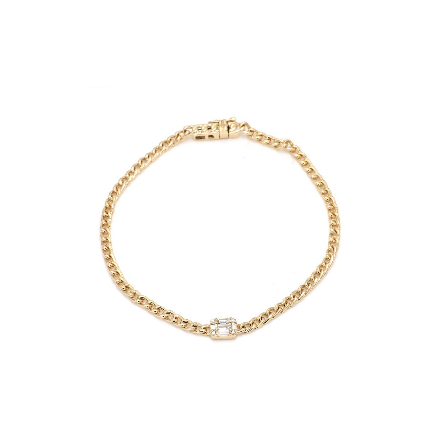 Bracelets & Bangles Bailey's Fine Jewelry | Chain Link Bracelet With Mixed Baguette Cluster