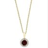 Necklaces & Pendants Bailey's Fine Jewelry | Garnet & Diamond Halo Pendant Necklace In 14K Yellow Gold