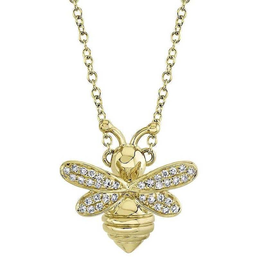 Necklaces & Pendants Bailey's Fine Jewelry | Diamond Bee Pendant Necklace In 14K Yellow Gold