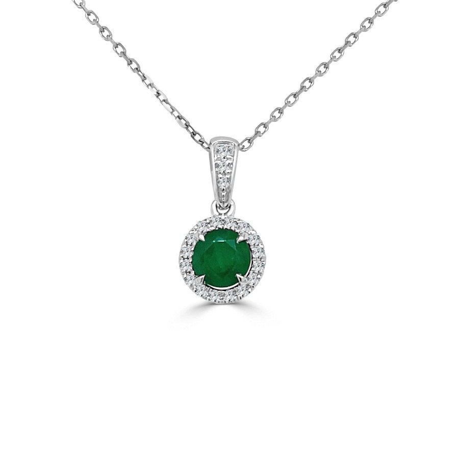 Necklaces & Pendants Bailey's | May Birthstone Diamond Halo Gold Pendant Necklace