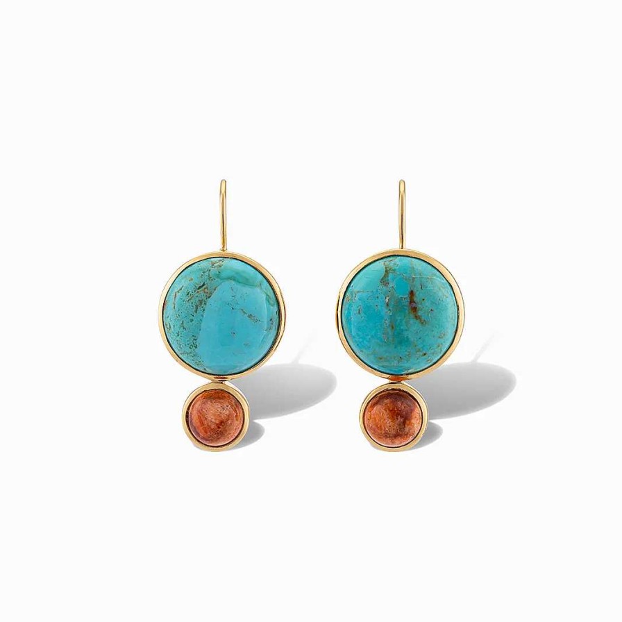 Earrings Bailey's | Laura Foote Color Block Drop Earrings In Mohave Turquoise And Sponges Coral