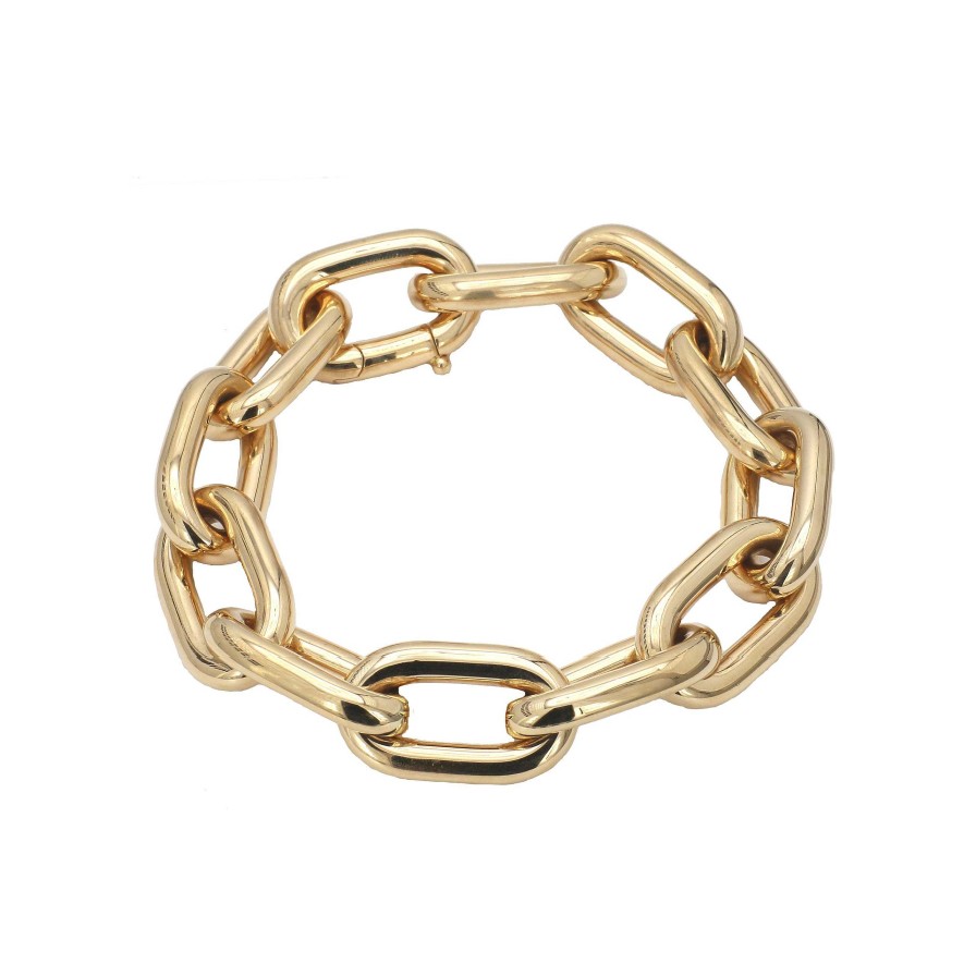 Bracelets & Bangles Bailey's Fine Jewelry | Rounded Chunky Oval Link Gold Bracelet