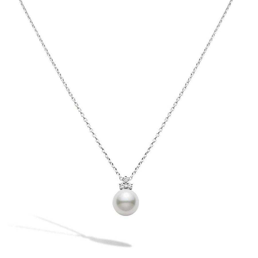 Necklaces & Pendants Mikimoto | Mikimoto White South Sea Pearl And Diamond Cluster Necklace