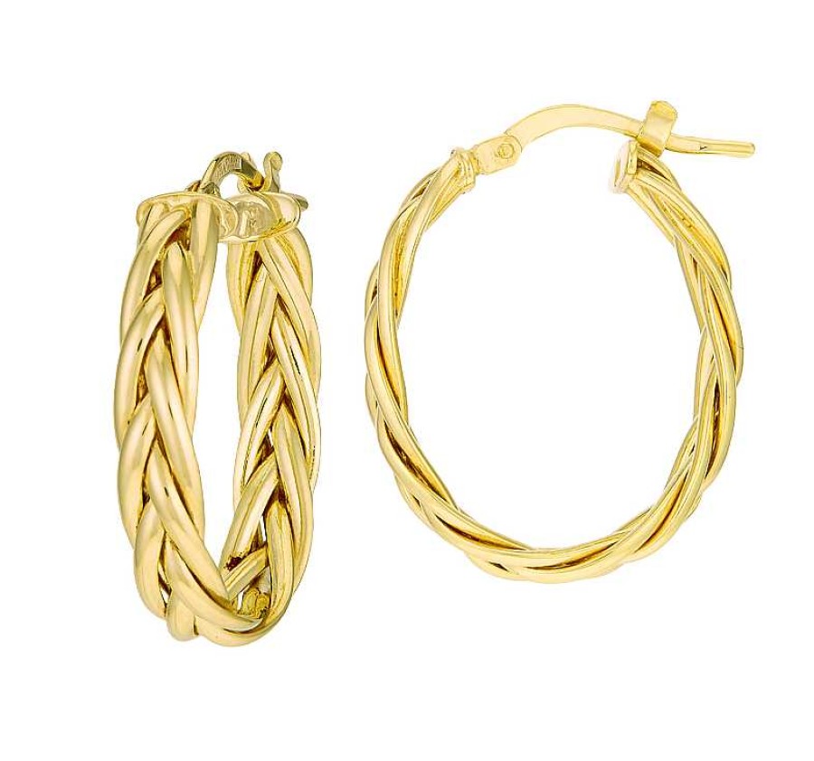 Earrings Bailey's | 14K Yellow Gold 15X20Mm Oval Braided Hoop Earrings