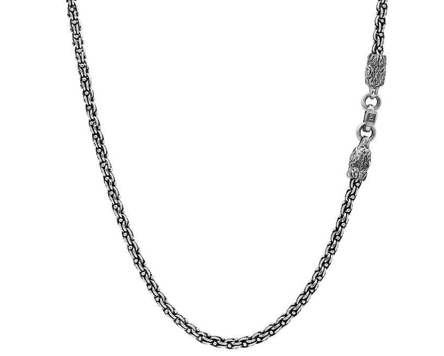 Necklaces & Pendants John Varvatos | John Varvatos Wolf Woven Silver Chain Necklace