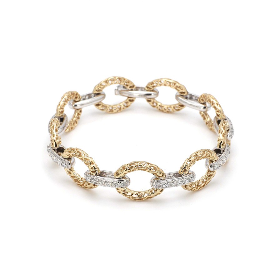 Bracelets & Bangles Bailey's Fine Jewelry | Oval Filigree Openwork Link Bracelet With Diamonds