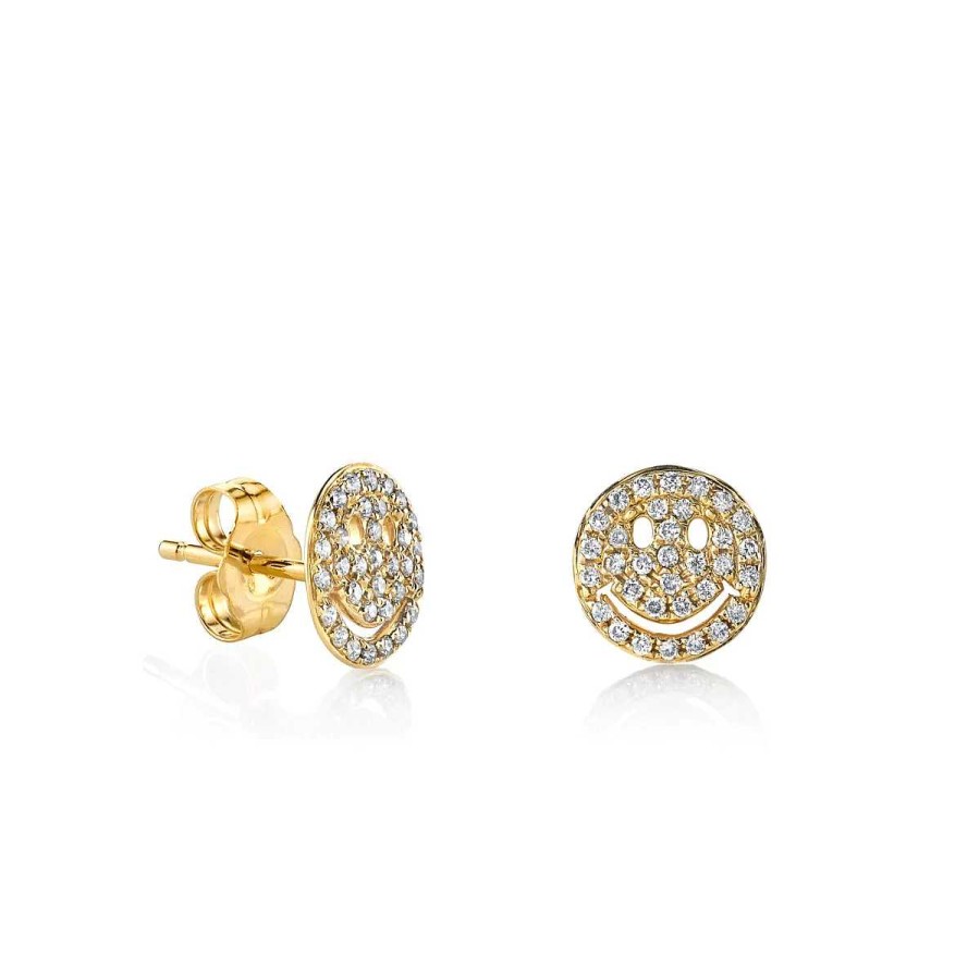 Earrings Sydney Evan | Sydney Evan Pave Happy Face Stud