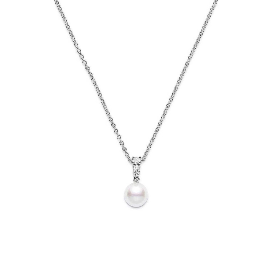 Necklaces & Pendants Mikimoto | Mikimoto Morning Dew Akoya Cultured Pearl Pendant In 18K White Gold