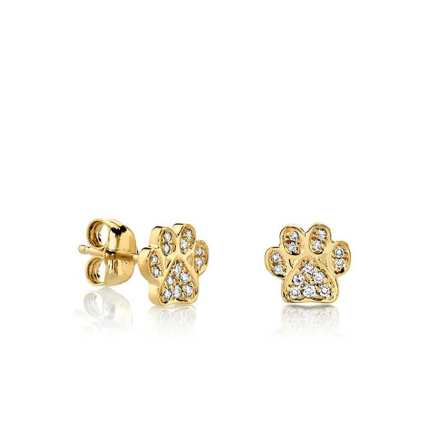 Earrings Sydney Evan | Sydney Evan Paw Print Pave Studs