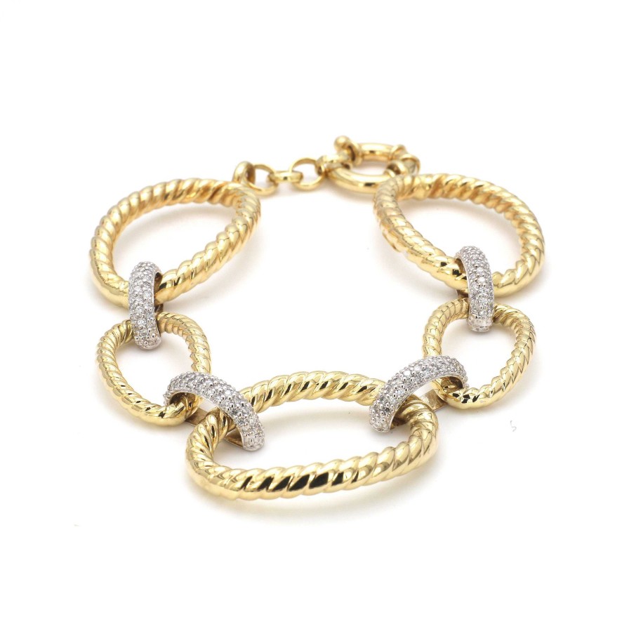 Bracelets & Bangles Bailey's Fine Jewelry | Twist Rope Design Diamond And Gold Link Bracelet