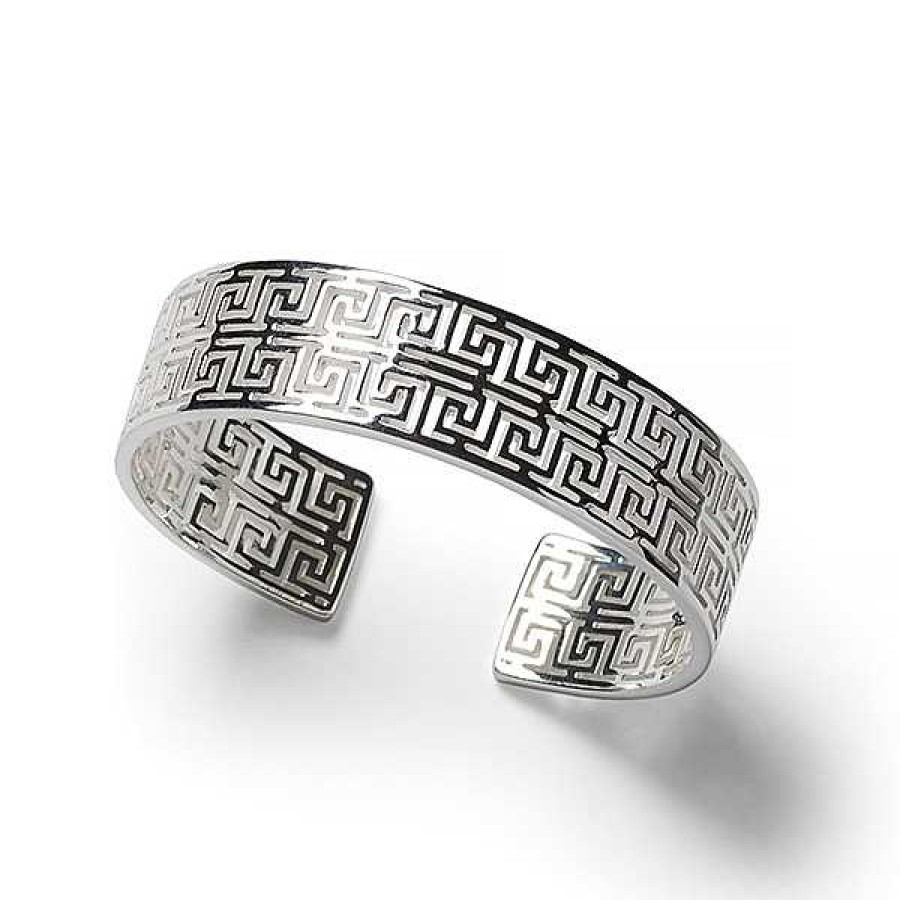 Bracelets & Bangles Bailey's | Southern Gates Silver Double Greek Key Cuff Bracelet