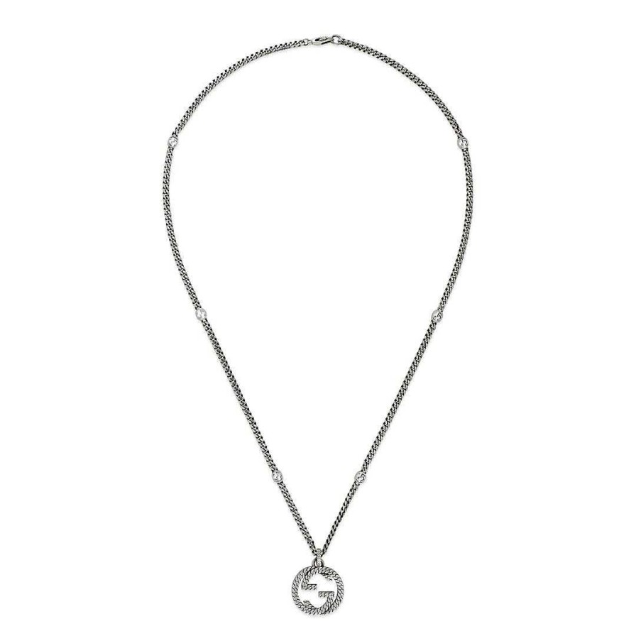 Necklaces & Pendants Gucci | Gucci Interlocking G Long Pendant Aged Silver Necklace