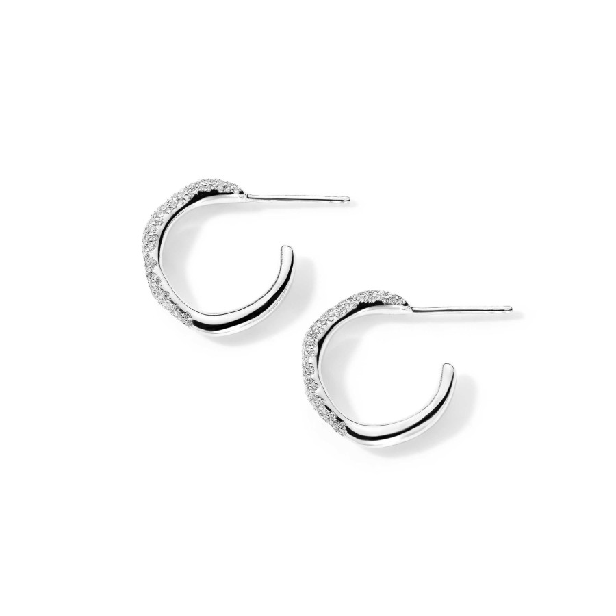 Earrings Ippolita | Ippolita Stardust Frontal Pave Diamond Squiggle Hoop Earrings