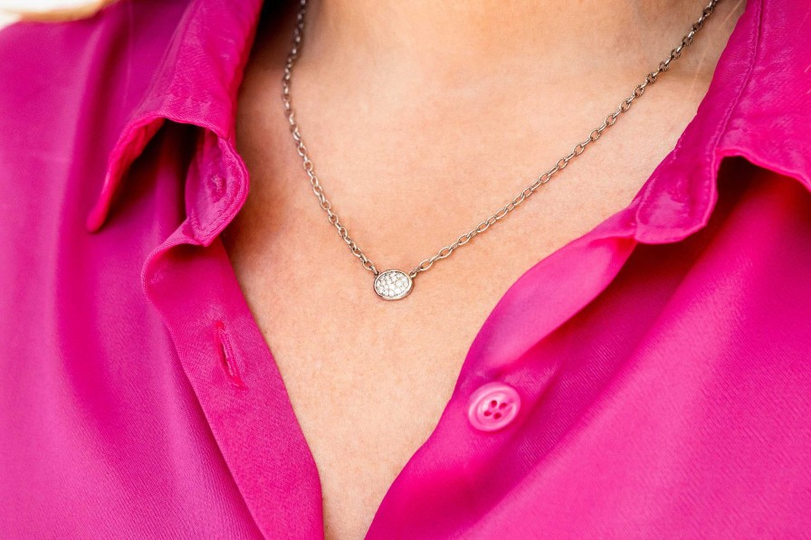 Necklaces & Pendants Bailey's | Pave Oval Disc Necklace