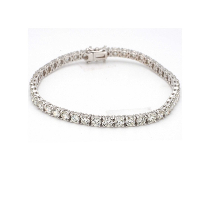 Bracelets & Bangles Bailey's Fine Jewelry | White Gold Round Diamond Basket Set Tennis Line Bracelet