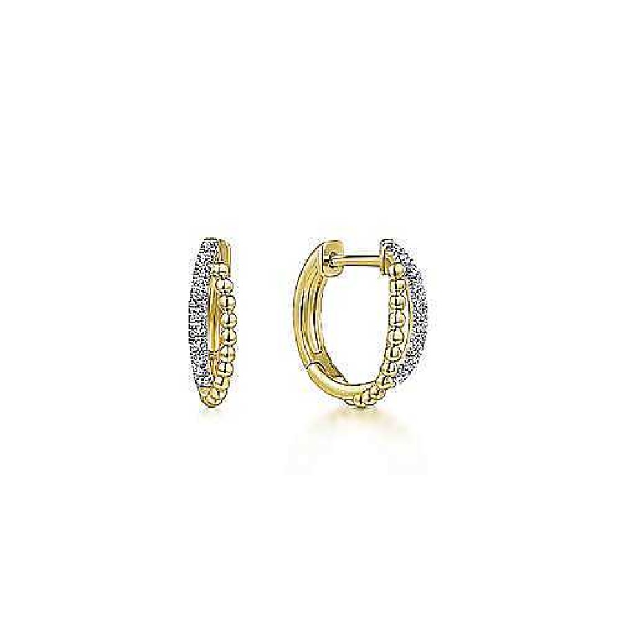 Earrings Bailey's Fine Jewelry | Bead Twisted Diamond Huggie Earrings