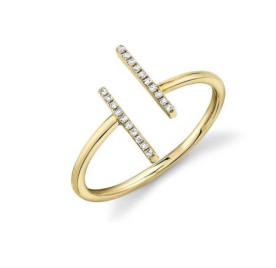 Fashion Rings Bailey's Goldmark Collection | Bailey'S Goldmark Collection Diamond T Bar Ring In 14K Yellow Gold