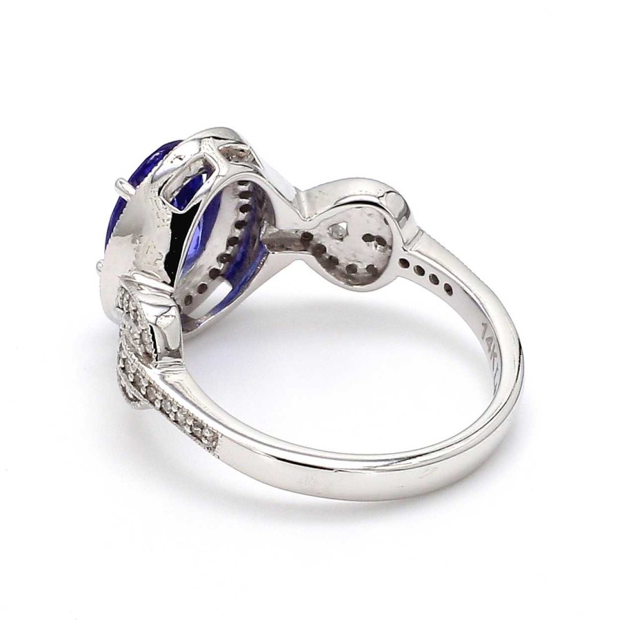 Fashion Rings Bailey's Fine Jewelry | Tanzanite & Diamond Halo Ring In 14K White Gold