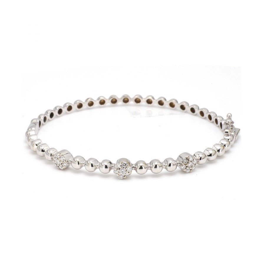 Bracelets & Bangles Bailey's Fine Jewelry | Beaded Bangle With Diamond Cluster Stations