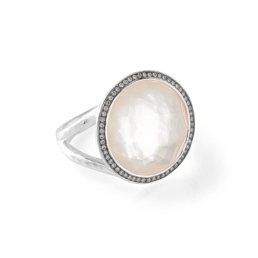 Fashion Rings Ippolita | Ippolita Sterling Silver Stella Lollipop Ring In Mother-Of-Pearl Doublet With Diamonds