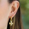 Earrings Elizabeth Locke | Elizabeth Locke Gold Maltese Cross Earring Charms