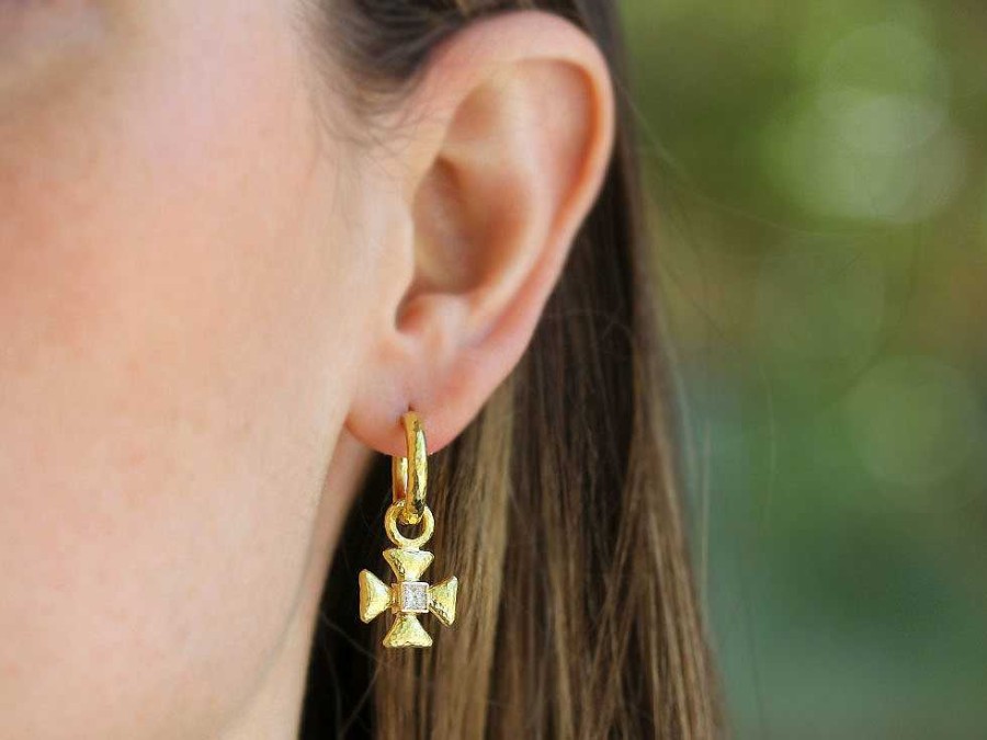 Earrings Elizabeth Locke | Elizabeth Locke Gold Maltese Cross Earring Charms