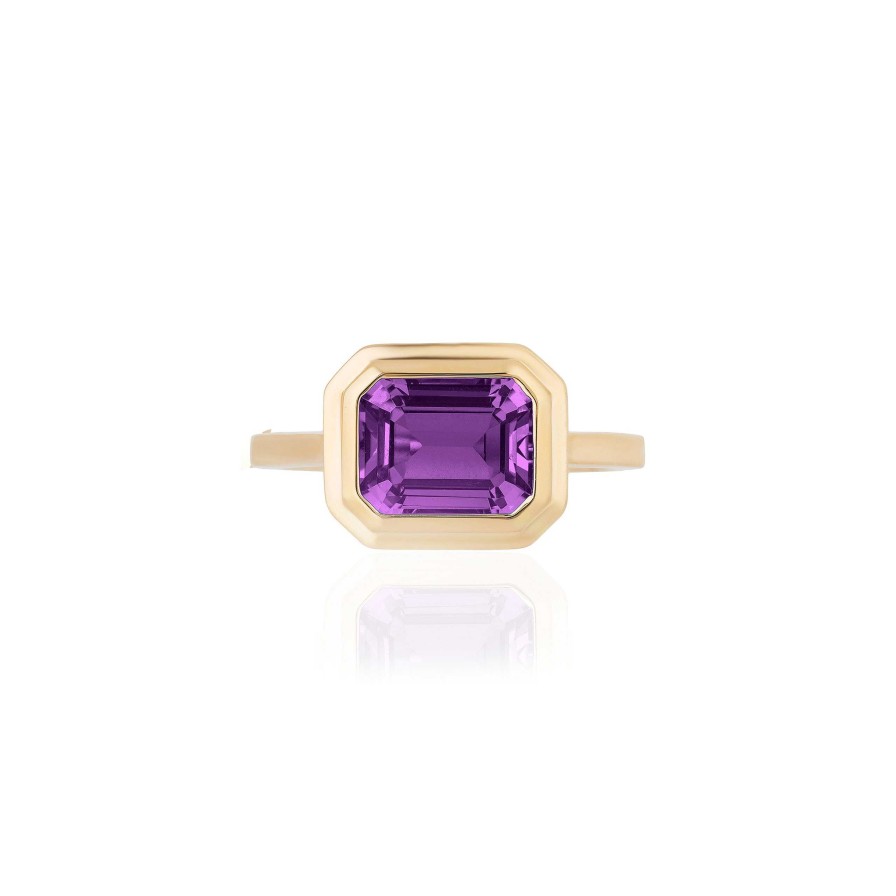 Fashion Rings Goshwara | Goshwara Amethyst Emerald Cut Bezel Set Ring