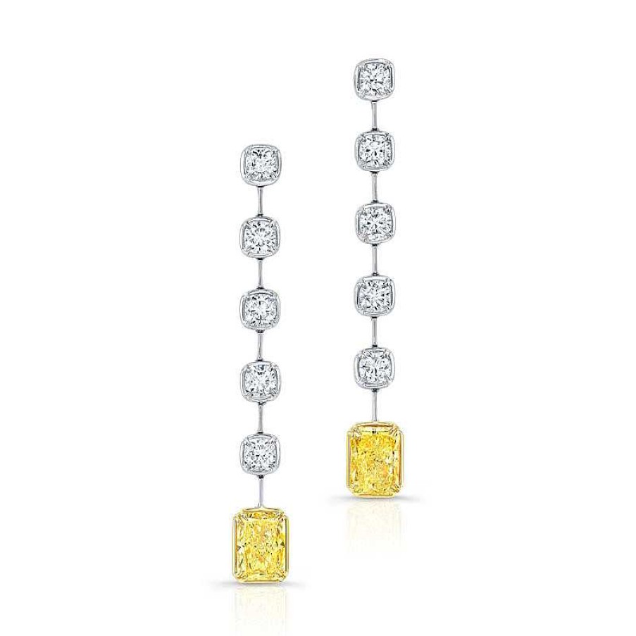 Earrings Bailey's Fine Jewelry | Radiant Yellow Diamond Bar Dangle Earrings