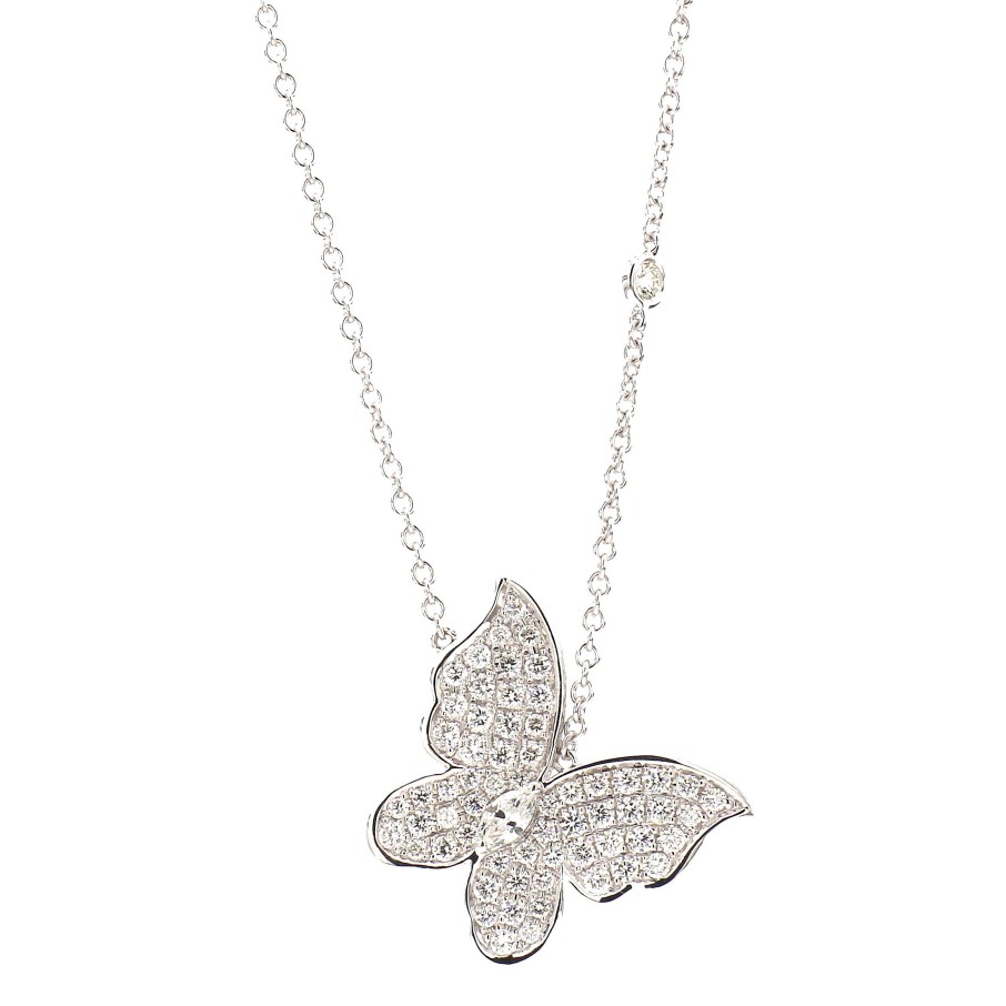 Necklaces & Pendants Bailey's Fine Jewelry | Butterfly Diamond Pendant Necklace In White Gold