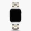 Watches Michele | Michele Stainless Steel And Yellow Gold 3 Link Apple Watch Bracelet