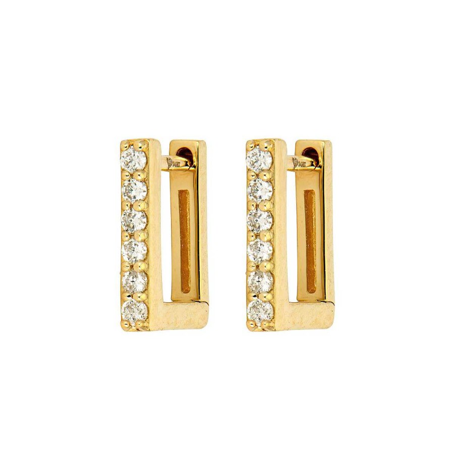 Earrings Bailey's Fine Jewelry | Three Stories Tiny Pave Rectangular Hoop Earrings